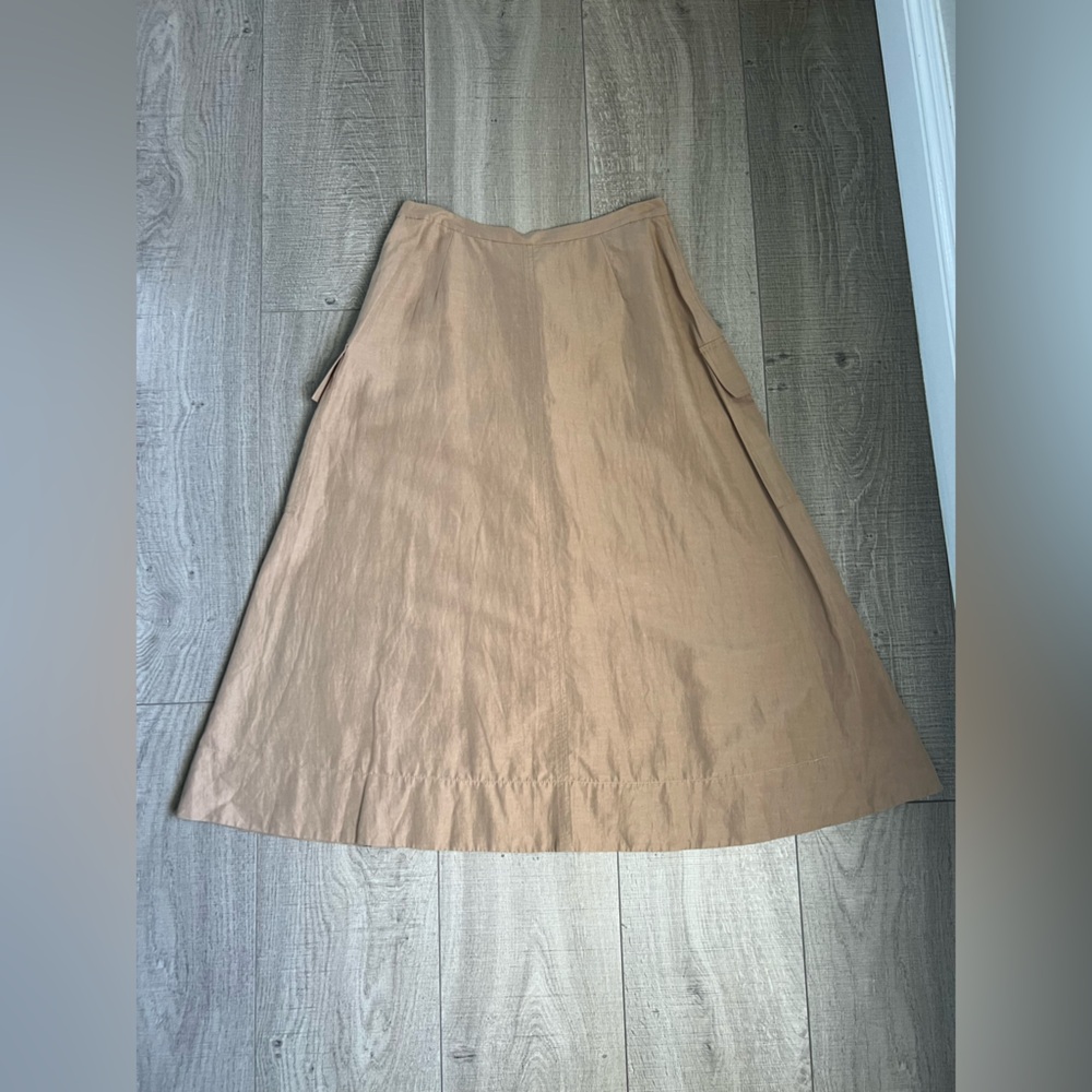 Vince Women’s Linen Blend Utility Button-Down Midi Skirt Size 10 - Picture 12 of 12